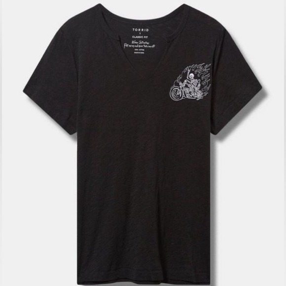 NWT Torrid Moto Embroidered Classic Fit Slub Notch Neck Tee 2X - Picture 5 of 11